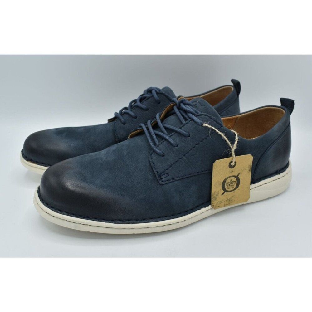 Born Mens Size 13 Todd Navy Blue Plain Toe Nubuck Casual Derby Shoes
